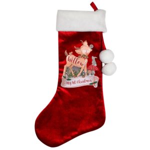 Personalised Festive Fawn Luxury Child's Christmas Stocking