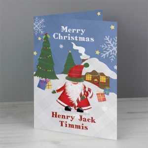 Personalised Tartan Santa Kid's Scottish Christmas Card