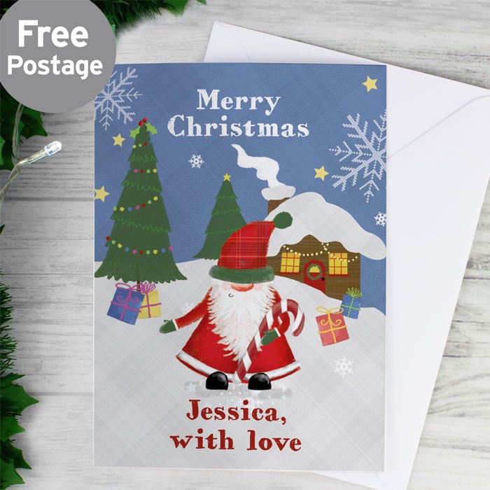Personalised Tartan Santa Kid's Scottish Christmas Card