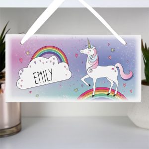 Girl's Personalised Wooden Unicorn Room Name Sign