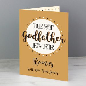 Personalised Gold Best Godfather Ever Greetings Card