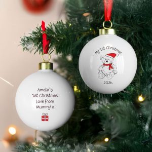 Personalised My 1st Christmas 2026 Teddy Bear Bauble