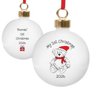 Personalised My 1st Christmas 2026 Teddy Bear Bauble