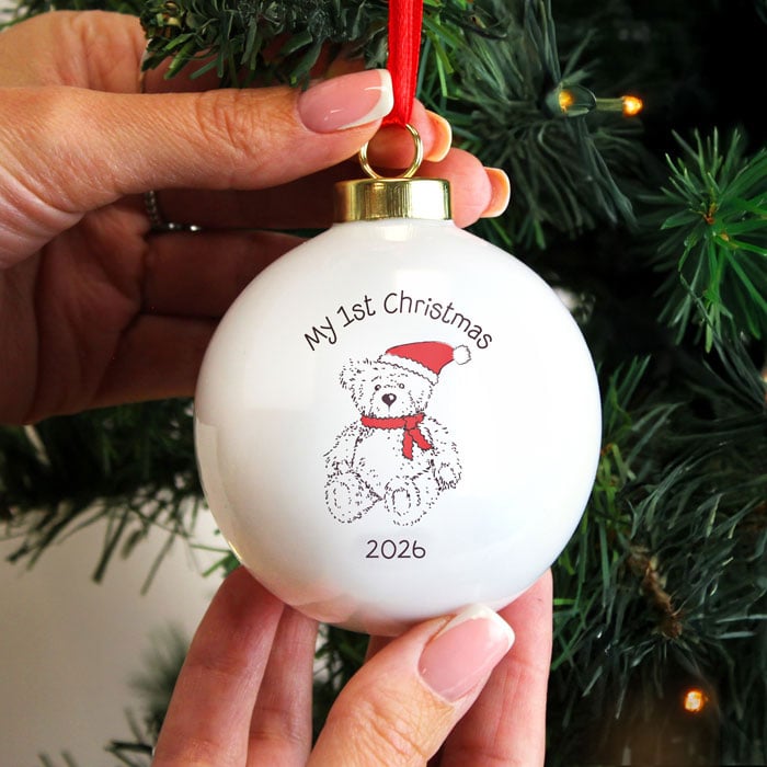 Personalised My 1st Christmas 2026 Teddy Bear Bauble
