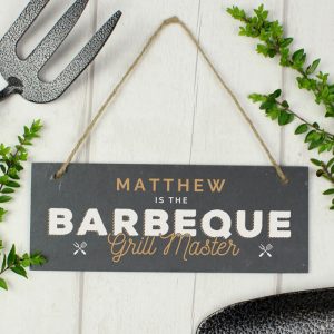 Men's Personalised Barbeque Grill Master Printed Slate Sign