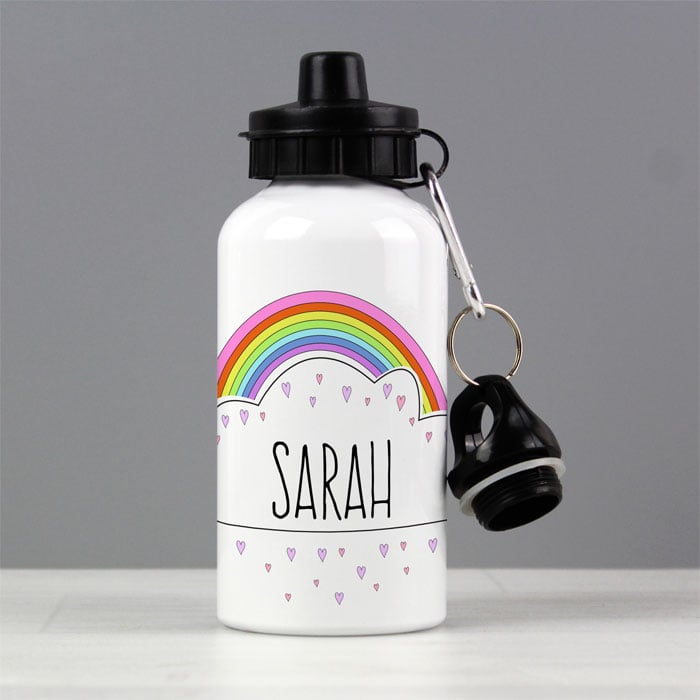 Girls Personalised Rainbow Drinks Bottle Water Bottle