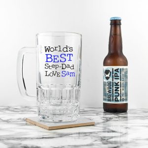 Personalised World's Best Step-Dad 1 Pint Beer Tankard