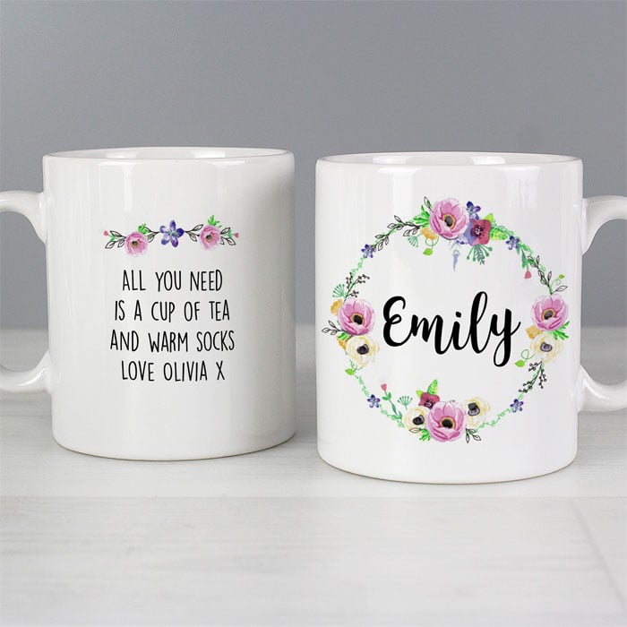 Personalised Ceramic Floral Ladies Mug