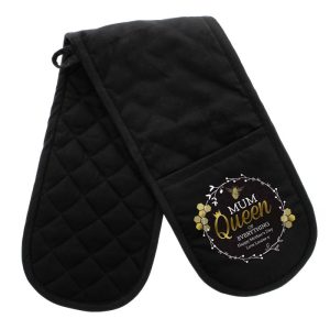Personalised Queen Bee Black Oven Glove