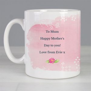 Personalised Pink Floral Watercolour Women's Mug