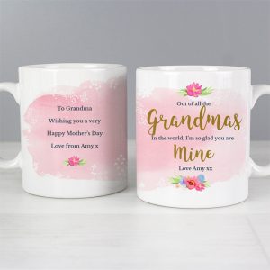 Personalised Pink Floral Watercolour Women's Mug