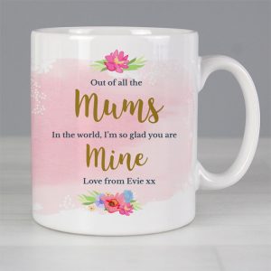 Personalised Pink Floral Watercolour Women's Mug