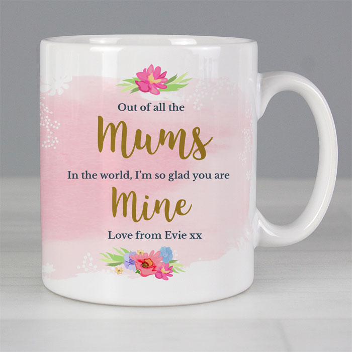 Personalised Pink Floral Watercolour Women's Mug