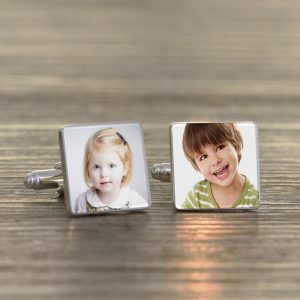 Silver Finish Personalised Photo Upload Cufflinks