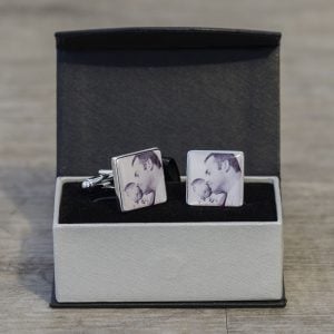 Silver Finish Personalised Photo Upload Cufflinks