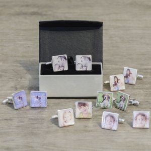 Silver Finish Personalised Photo Upload Cufflinks