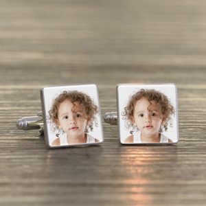 Silver Finish Personalised Photo Upload Cufflinks