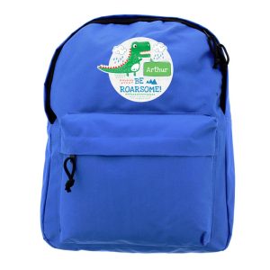 Personalised Be Roarsome Dinosaur Blue Backpack