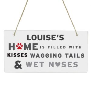 Personalised Wagging Tails Dog Wooden Sign Dog Owner Gift