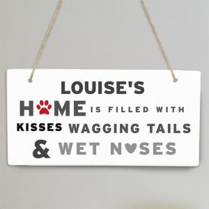 Personalised Wagging Tails Dog Wooden Sign Dog Owner Gift