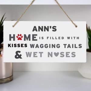 Personalised Wagging Tails Dog Wooden Sign Dog Owner Gift