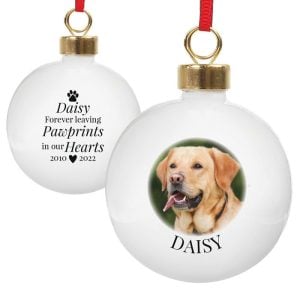 Personalised Pet Memorial Bauble -  Photo & Paw Prints