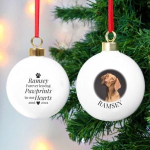 Personalised Pet Memorial Bauble -  Photo & Paw Prints