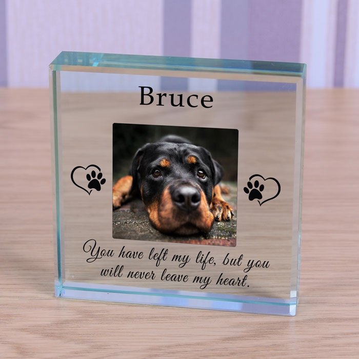 Personalised Glass Pet Memorial Token Never Leave My Heart