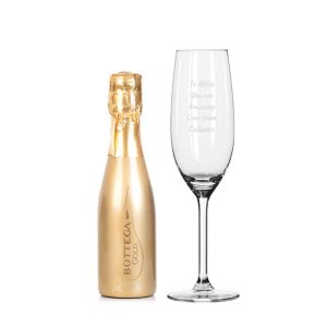200ml Gold Bottega Prosecco & Personalised Flute Gift Set