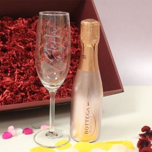 200ml Rose Gold Bottega Prosecco & Personalised Flute Set