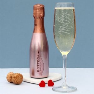 200ml Rose Gold Bottega Prosecco & Personalised Flute Set