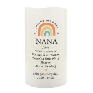 Personalised In Loving Memory Rainbow LED Memorial Candle