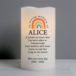 Personalised In Loving Memory Rainbow LED Memorial Candle