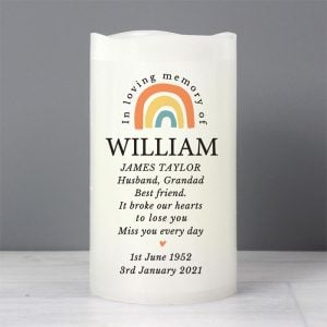 Personalised In Loving Memory Rainbow LED Memorial Candle