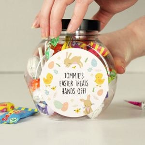 Kid's Personalised Easter Bunny & Chick Sweets Jar