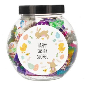 Kid's Personalised Easter Bunny & Chick Sweets Jar