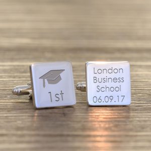 Personalised Square Graduation Cufflinks Male Graduate Gift
