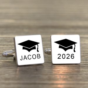 Personalised Graduation Mortar Board Square Cufflinks