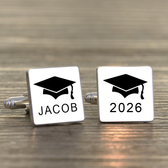 Personalised Graduation Mortar Board Square Cufflinks