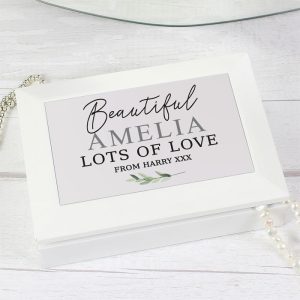 Personalised Botanical Wooden Jewellery Box