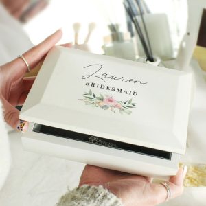 Personalised Floral Wooden Jewellery Box