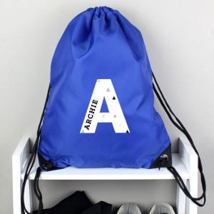 Personalised Initial Blue PE School Kit Bag