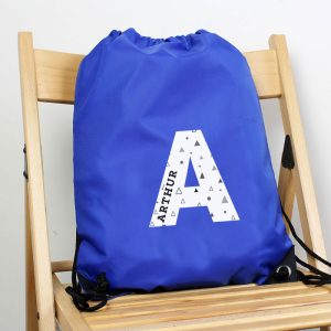 Personalised Initial Blue PE School Kit Bag