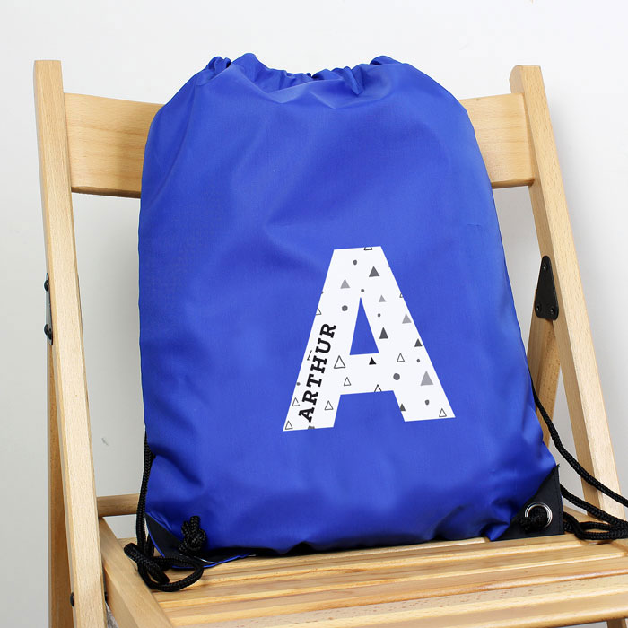 Personalised Initial Blue PE School Kit Bag