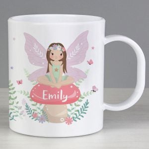 Girl's Personalised Toadstool Fairy Plastic Drop-Proof Mug