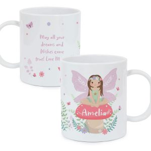 Girl's Personalised Toadstool Fairy Plastic Drop-Proof Mug
