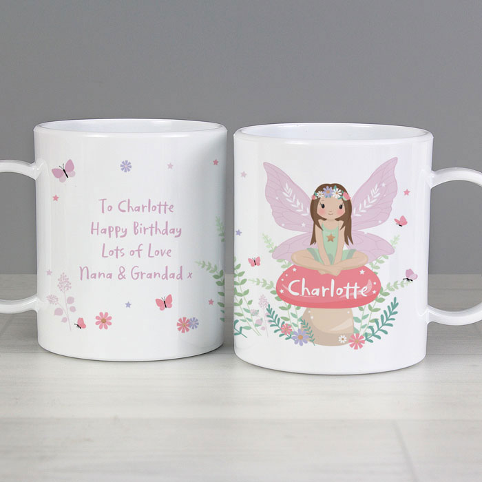 Girl's Personalised Toadstool Fairy Plastic Drop-Proof Mug