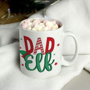 Personalised Dad Elf Ceramic Christmas Mug