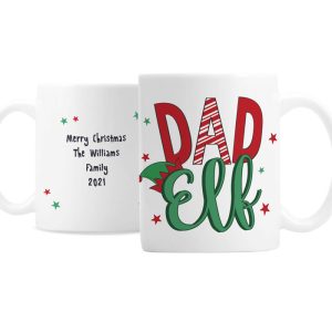 Personalised Dad Elf Ceramic Christmas Mug