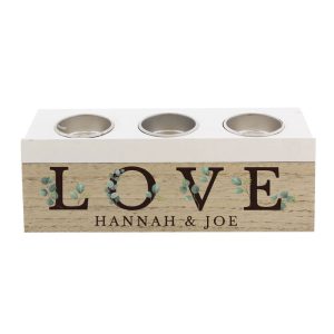 Personalised Botanical 'Love' Triple Tea Light Box